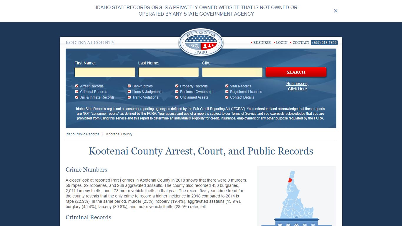Kootenai County Arrest, Court, and Public Records