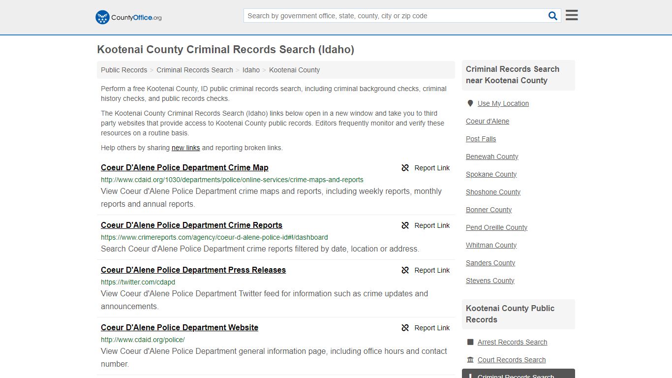 Kootenai County Criminal Records Search (Idaho) - County Office