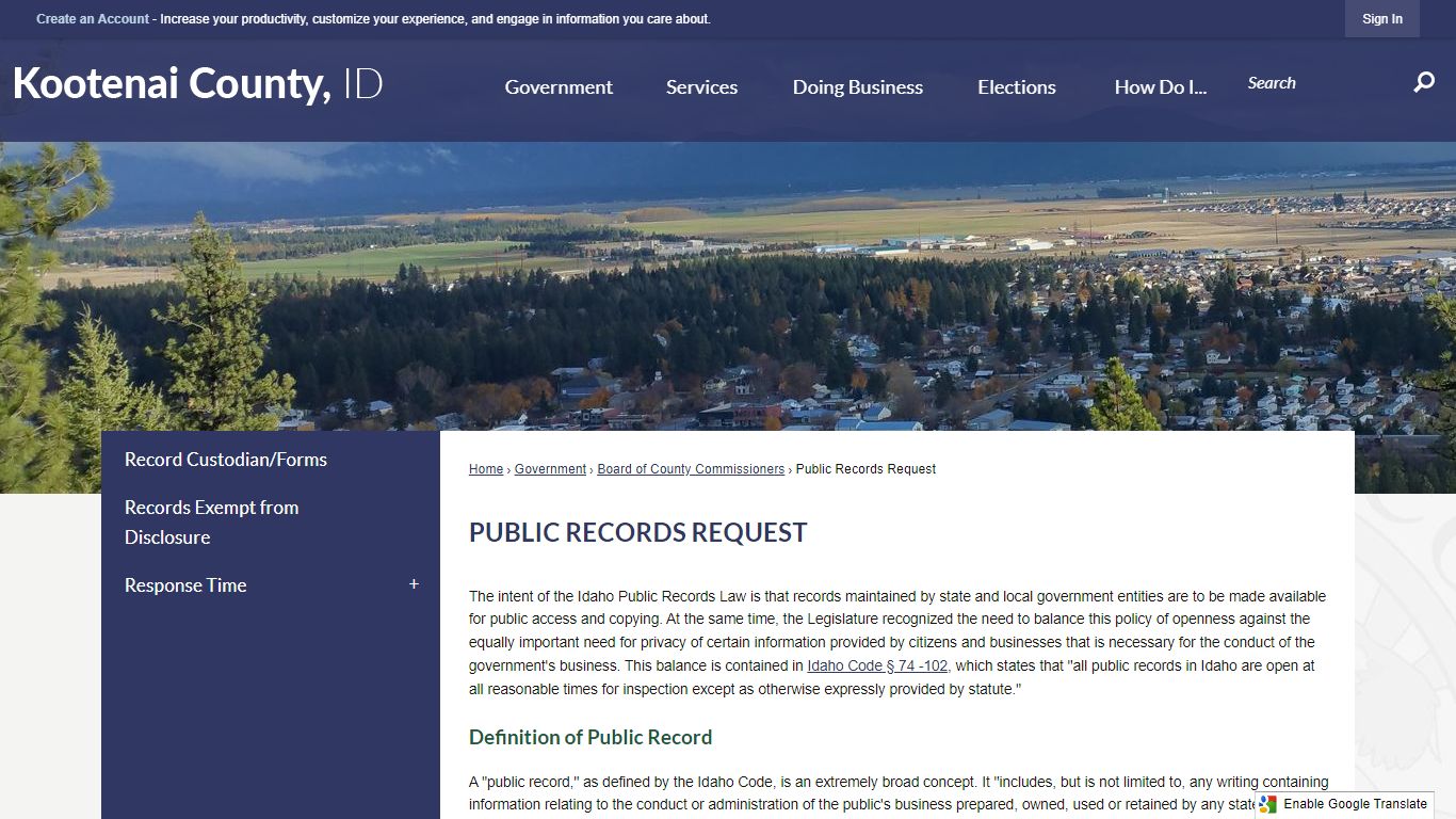 Public Records Request | Kootenai County, ID