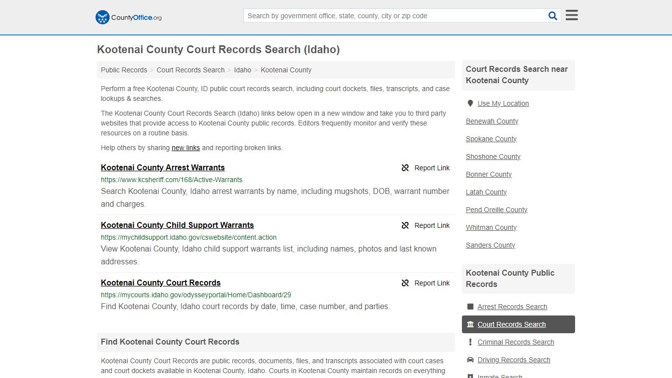 Court Records Search - Kootenai County, ID (Adoptions, Criminal, Child ...